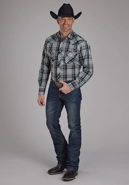 Roper 2105 Plaid Yokes (Grey) - Men's Western Shirt