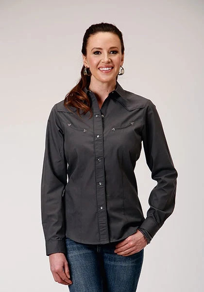 Roper 1902 Broadcloth (Grey) - Women's Western Shirt
