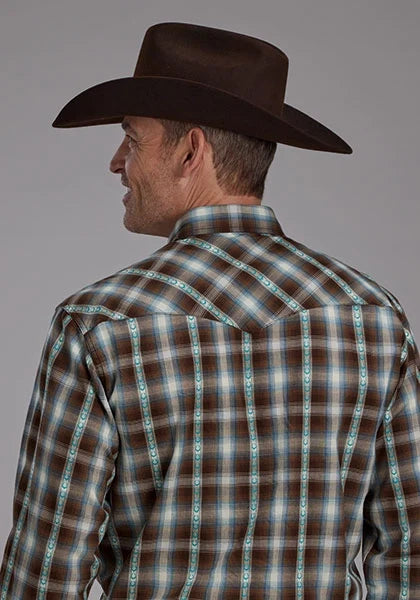 Roper 2169 Horseshoe Dobby (Brown) - Men's Western Shirt