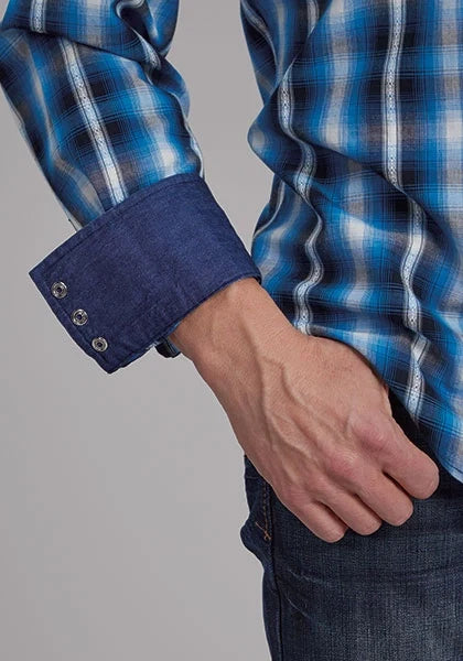Roper 2173 Aztec Dobby (Blue) - Men's Western Shirt