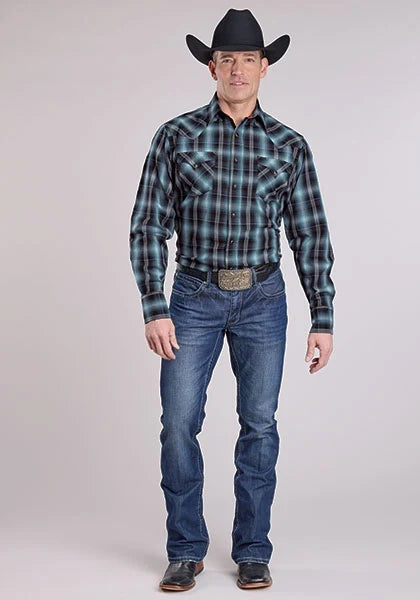 Roper 2606 Diamond Dobby (Blue) - Men's Western Shirt