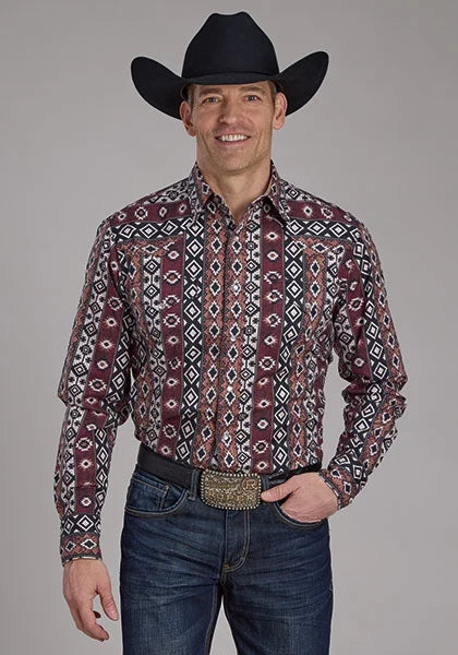 Roper 2178 Winter Aztec Print (Red) - Men's Western Shirt