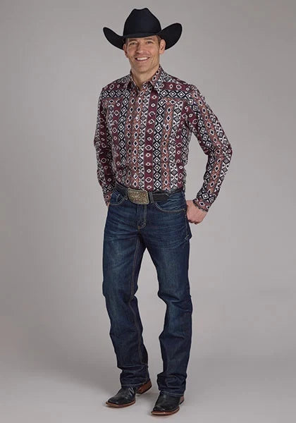 Roper 2178 Winter Aztec Print (Red) - Men's Western Shirt