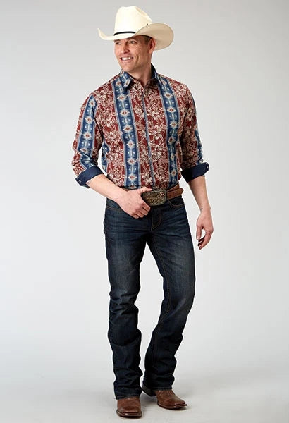 Roper 1893 Tropical Aztec Print (Red) - Men's Western Shirt