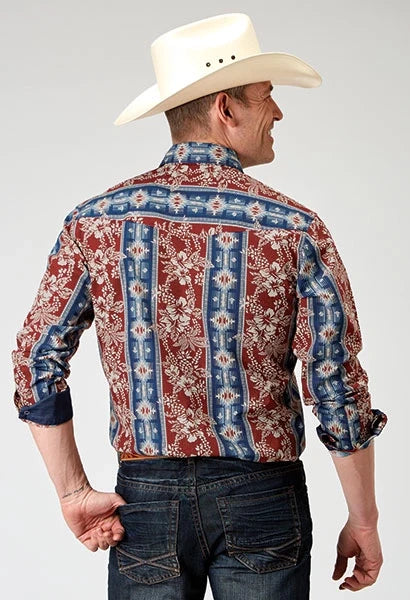 Roper 1893 Tropical Aztec Print (Red) - Men's Western Shirt