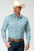 Roper 1944 Stretch Paisley (Teal) - Men's Western Shirt