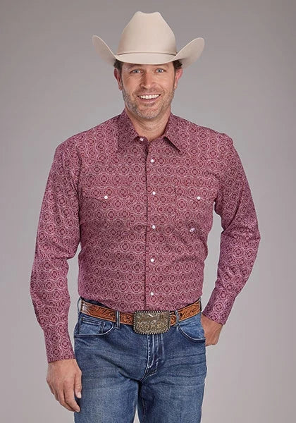 Roper 2386 Stretch Medallion Paisley (Red) - Men's Western Shirt