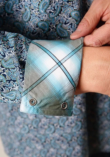 Roper 1563 Peacock Paisley (Blue) - Men's Western Shirt