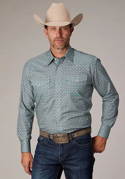 Roper 2019 Silver Spring Foulard (Grey) - Men's Western Shirt