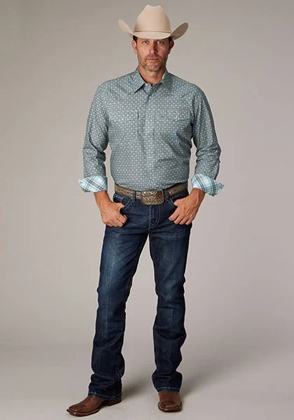 Roper 2019 Silver Spring Foulard (Grey) - Men's Western Shirt