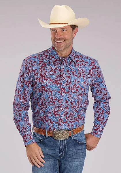 Roper 2496 Heritage Paisley (Wine) - Men's Western Shirt