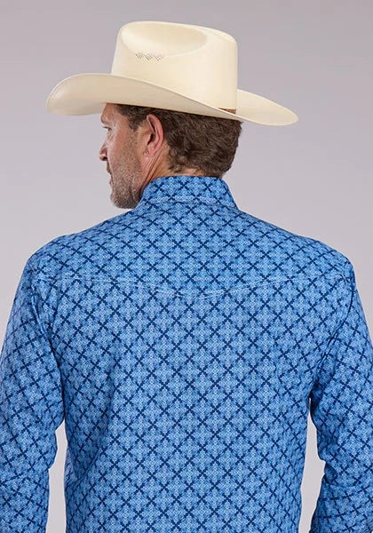 Roper 2497 Ribbon Medallion (Blue) - Men's Western Shirt