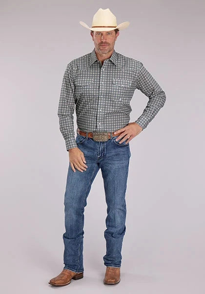 Roper 2501 Medallion Foulard (Grey) - Men's Western Shirt