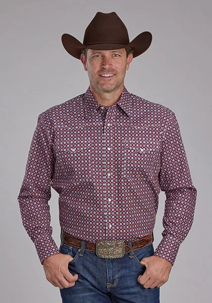 Roper 2153 Highway Foulard (Red) - Men's Western Shirt