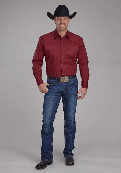 Roper 2163 Stretch Diamond Print (Red) - Men's Western Shirt