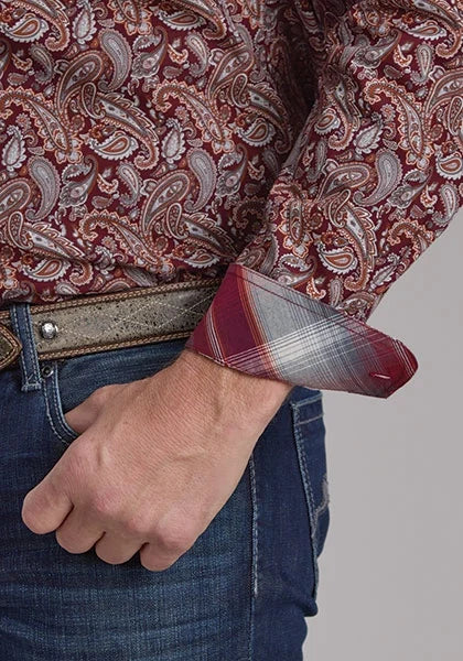 Roper 2242 Sangria Paisley (Wine) - Men's Western Shirt