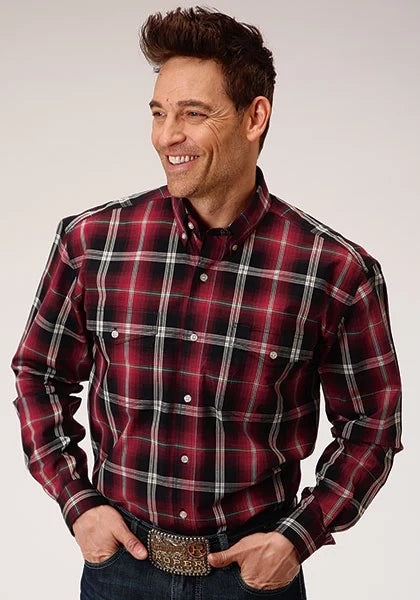 Roper 1228 Saddle Plaid (Red) - Men's Western Shirt