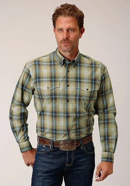 Roper 1660 Sand Dune Plaid (Tan) - Men's Western Shirt