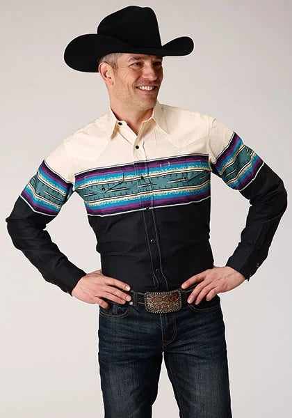 Roper 1296 Serape Border (Black) - Men's Western Shirt