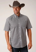 Roper 1460 Stretch Diamond Star (Grey) - Men's Short Sleeve Shirt