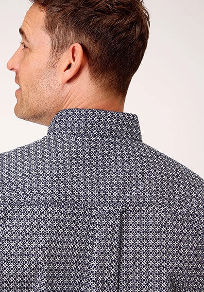Roper 1133 Bell Foulard (Navy) - Men's Short Sleeve Shirt