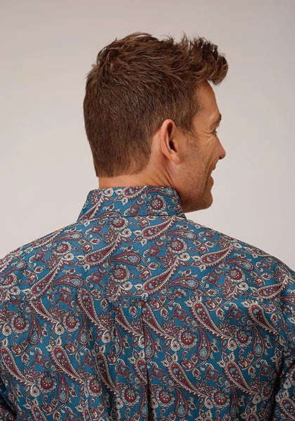 Roper 1558 Independence Foulard (Blue) - Men's Short Sleeve Shirt