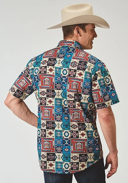 Roper 1909 Vintage Patchwork (Multi) - Men's Short Sleeve Shirt