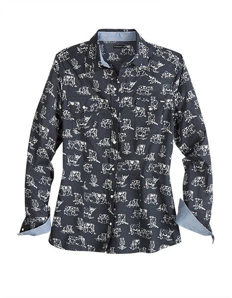 Tin Haul 2185 Cow Toile (Black) - Women's Western Shirt