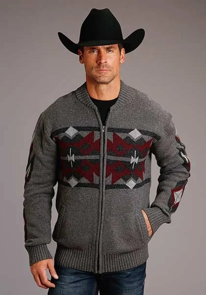 Stetson 00907 Heathered Aztec (Grey) - Men's Sweater