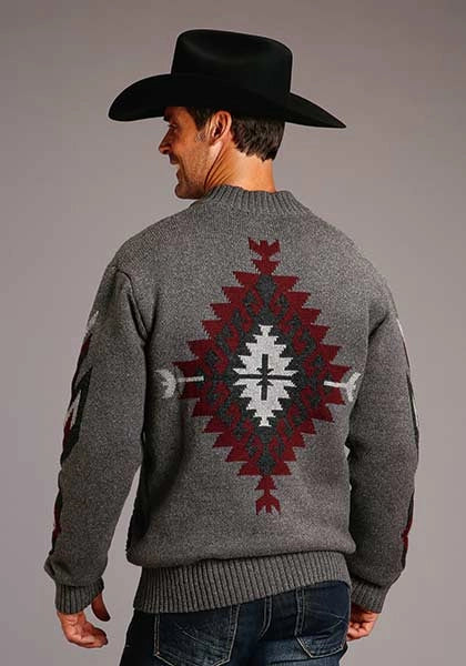 Stetson 00907 Heathered Aztec (Grey) - Men's Sweater