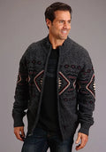 Stetson 1343 Horizontal Aztec (Grey) - Men's Sweater