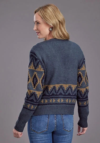 Stetson 2268 Cropped Cardigan (Blue) - Women's Sweater