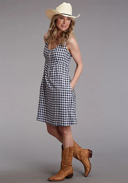 Stetson 00255 Gingham (Navy) - Women's Tank Dress