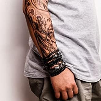 MILAKOO 6Pcs Punk Leather Bracelets for Women Men Braided PU Wristband Skull Skeleton Accessories