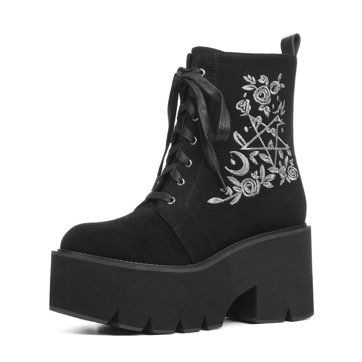 Lyrisiphy Platform Goth Ankle Boots Women Rave Gothic Combat Booties