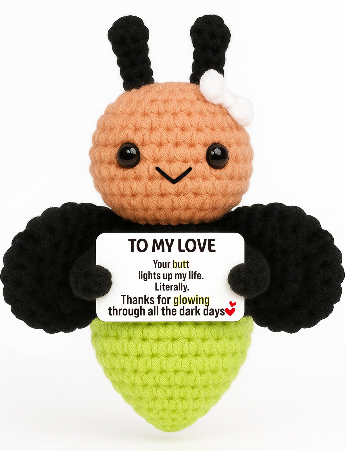 Funny Gothic Grim Reaper Crochet Plush - Spooky Cute Office Decor & Dark Humor Gift - Stay Positive Sarcastic Halloween Basket Stuffers for Coworker Friend White Elephant Adult