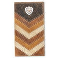 Ariat Chevron Patchwork Hair-On Leather (Brown/Tan) - Men's Rodeo Wallet