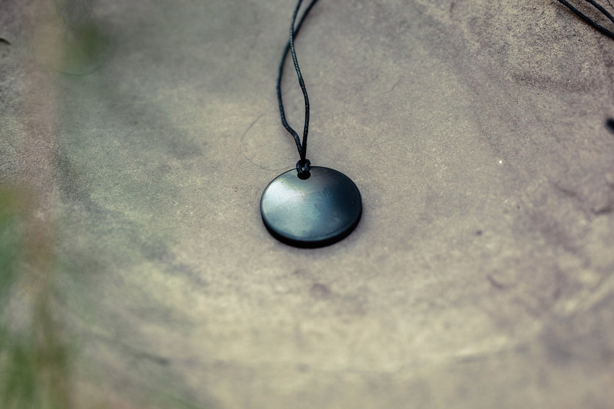 Shungite Round Pendant for EMF Protection (Ships From USA!)