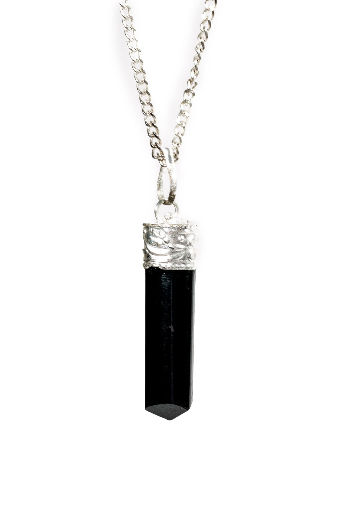 Black Tourmaline Protection Pendant Silver plated