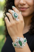 Call 505- 347-6539 to place a order on this piece         Sterling silver wire wrapped green aventurine ring and bracelet set