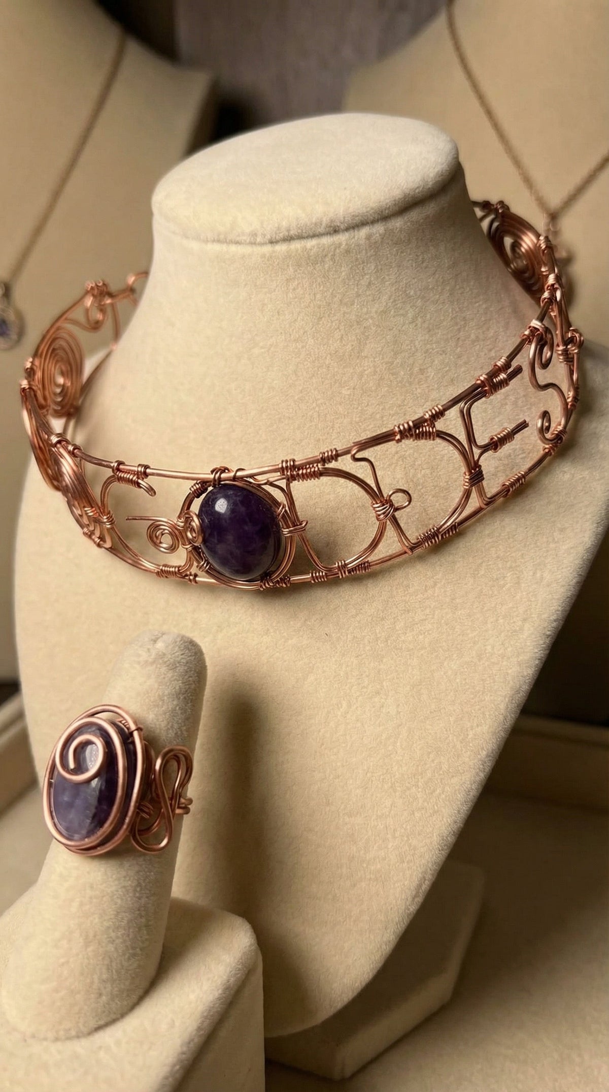 Custom Wire Wrapped Goddess Choker W/Stone