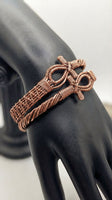 2 Pure Copper Wire Wrapped Adjustable Cuff Bracelets
