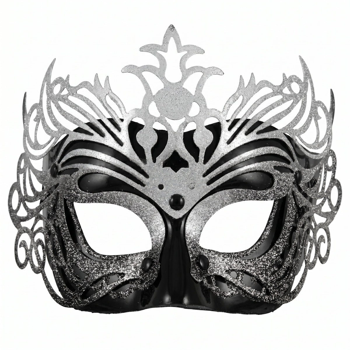 Midnight Elegance: Black & Silver Masquerade Mask