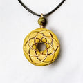 Torus Vortex Pendant- Brass and Libyan Desert Glass Orgonite Necklace Rodin Coil